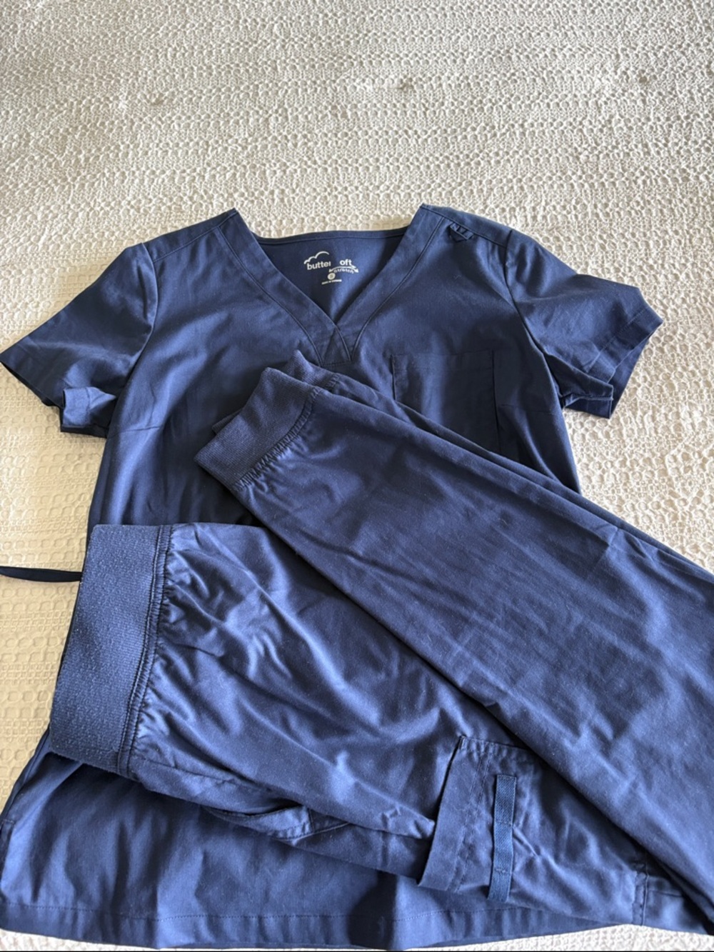 Butter-Soft Navy Blue Scrub Set - V-Neck Top & Jogger Pants